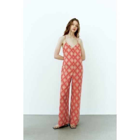 Zara Printed Cotton Jumpsuit - Picture 5 of 14